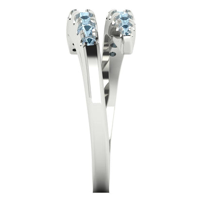 0.235 cttw Natural Aquamarine Round Cut White Gold Eternity Wedding Band