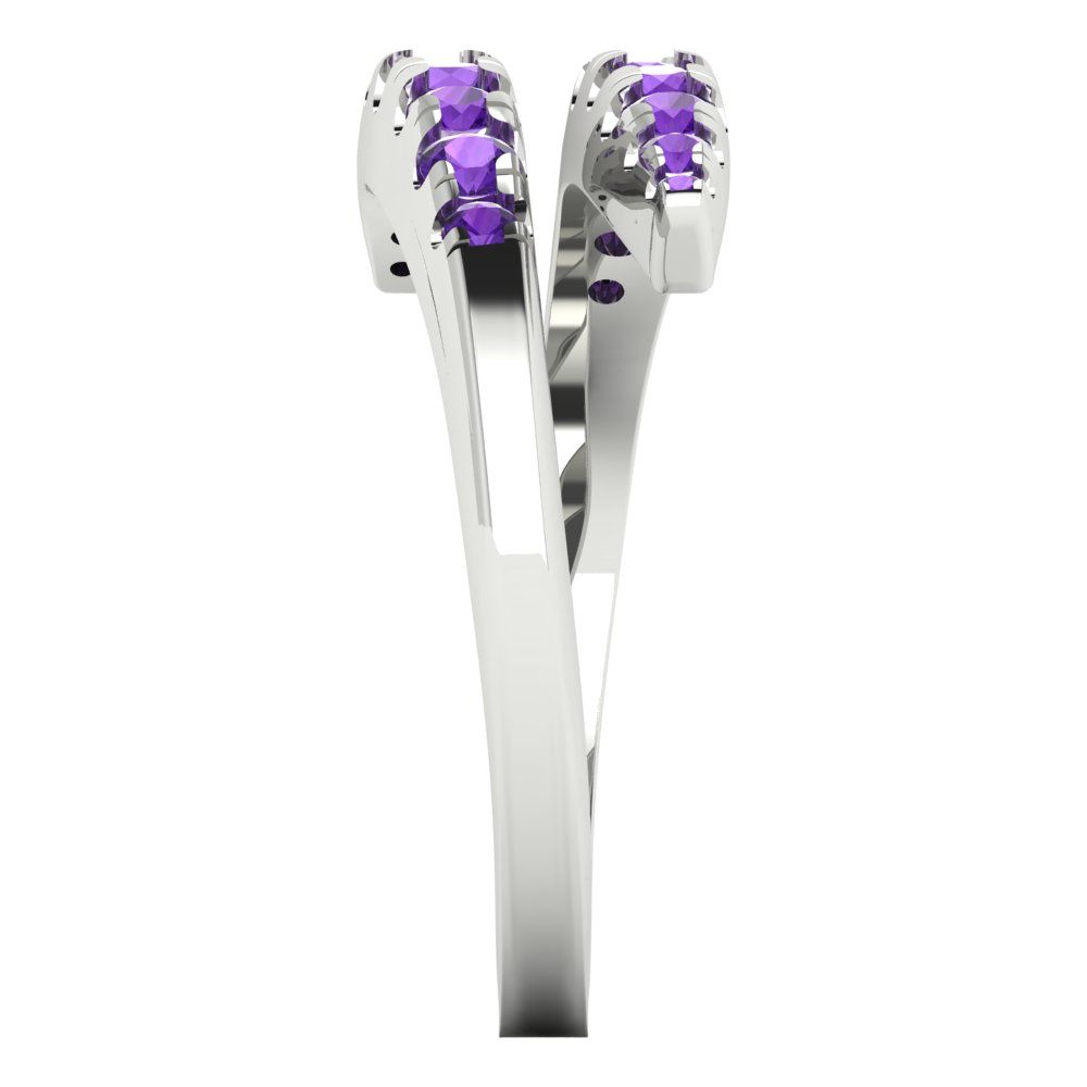 0.235 cttw Natural Amethyst Round Cut White Gold Eternity Wedding Band