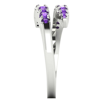 0.235 cttw Natural Amethyst Round Cut White Gold Eternity Wedding Band