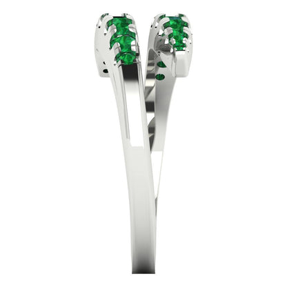0.235 cttw Simulated Emerald Round Cut White Gold Eternity Wedding Band