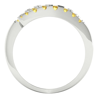 0.235 cttw Simulated Yellow Diamond Round Cut White Gold Eternity Wedding Band