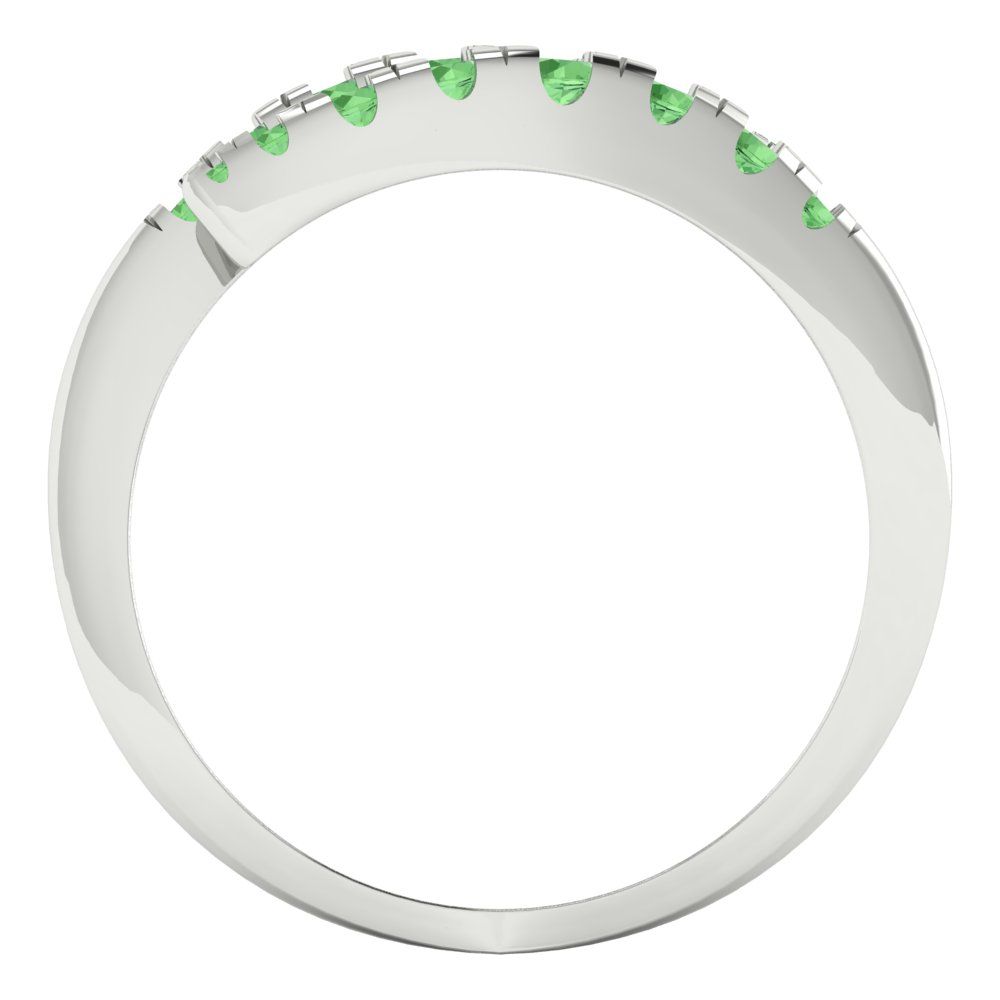 0.235 cttw Simulated Green Diamond Round Cut White Gold Eternity Wedding Band