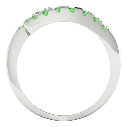 0.235 cttw Simulated Green Diamond Round Cut White Gold Eternity Wedding Band