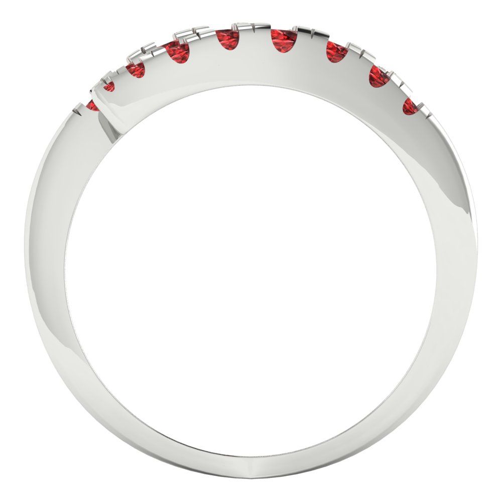 0.235 cttw Natural Garnet Round Cut White Gold Eternity Wedding Band