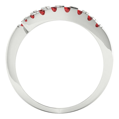 0.235 cttw Natural Garnet Round Cut White Gold Eternity Wedding Band