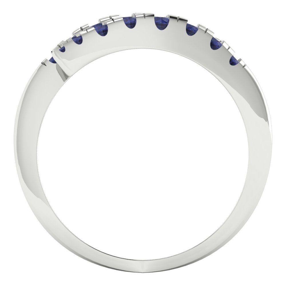 0.235 cttw Simulated Blue Sapphire Round Cut White Gold Eternity Wedding Band