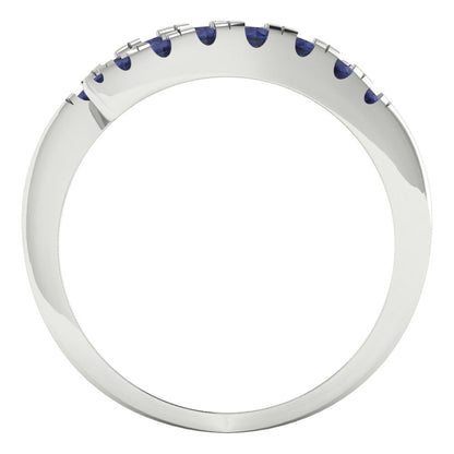0.235 cttw Simulated Blue Sapphire Round Cut White Gold Eternity Wedding Band
