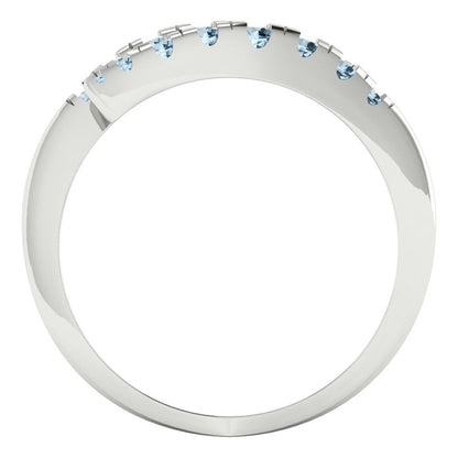 0.235 cttw Simulated Blue Diamond Round Cut White Gold Eternity Wedding Band