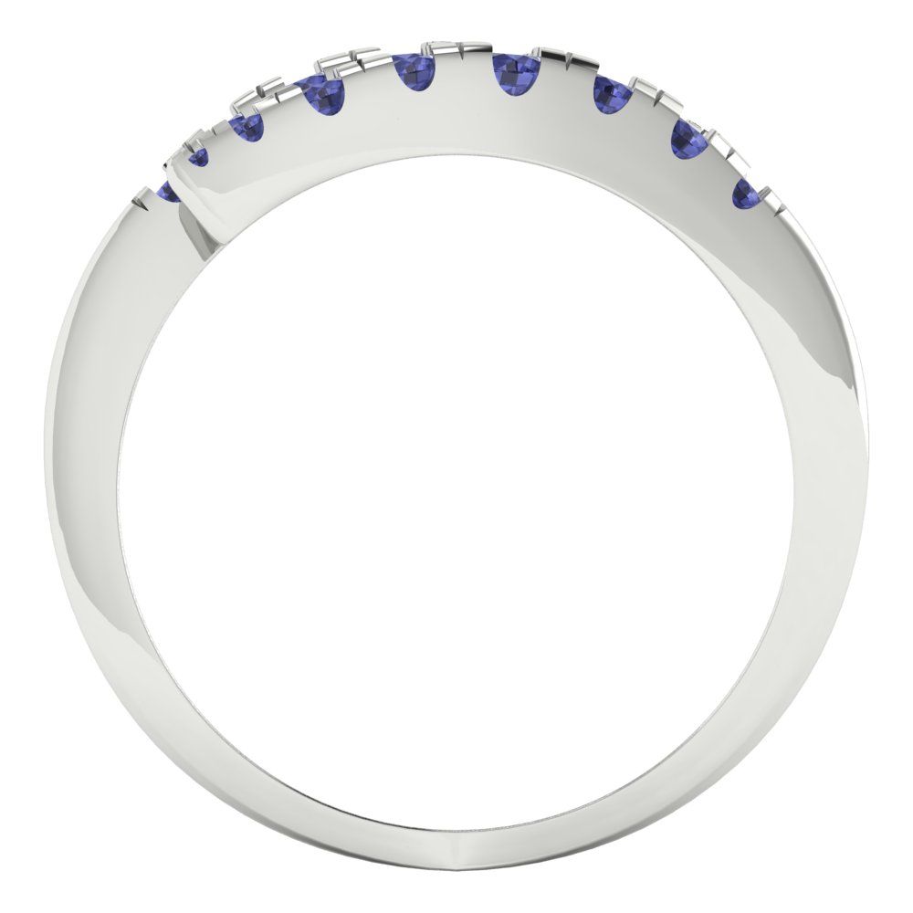 0.235 cttw Simulated Tanzanite Round Cut White Gold Eternity Wedding Band