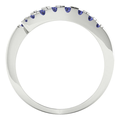 0.235 cttw Simulated Tanzanite Round Cut White Gold Eternity Wedding Band
