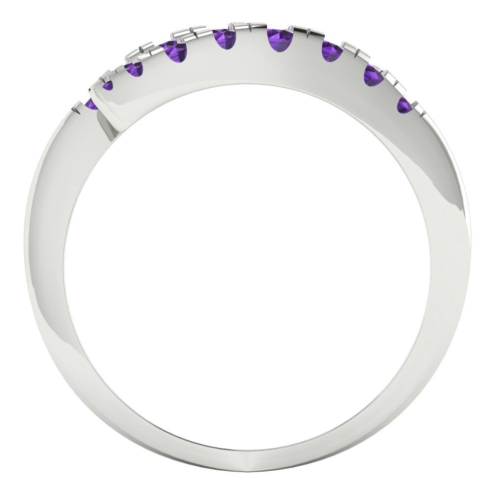 0.235 cttw Natural Amethyst Round Cut White Gold Eternity Wedding Band