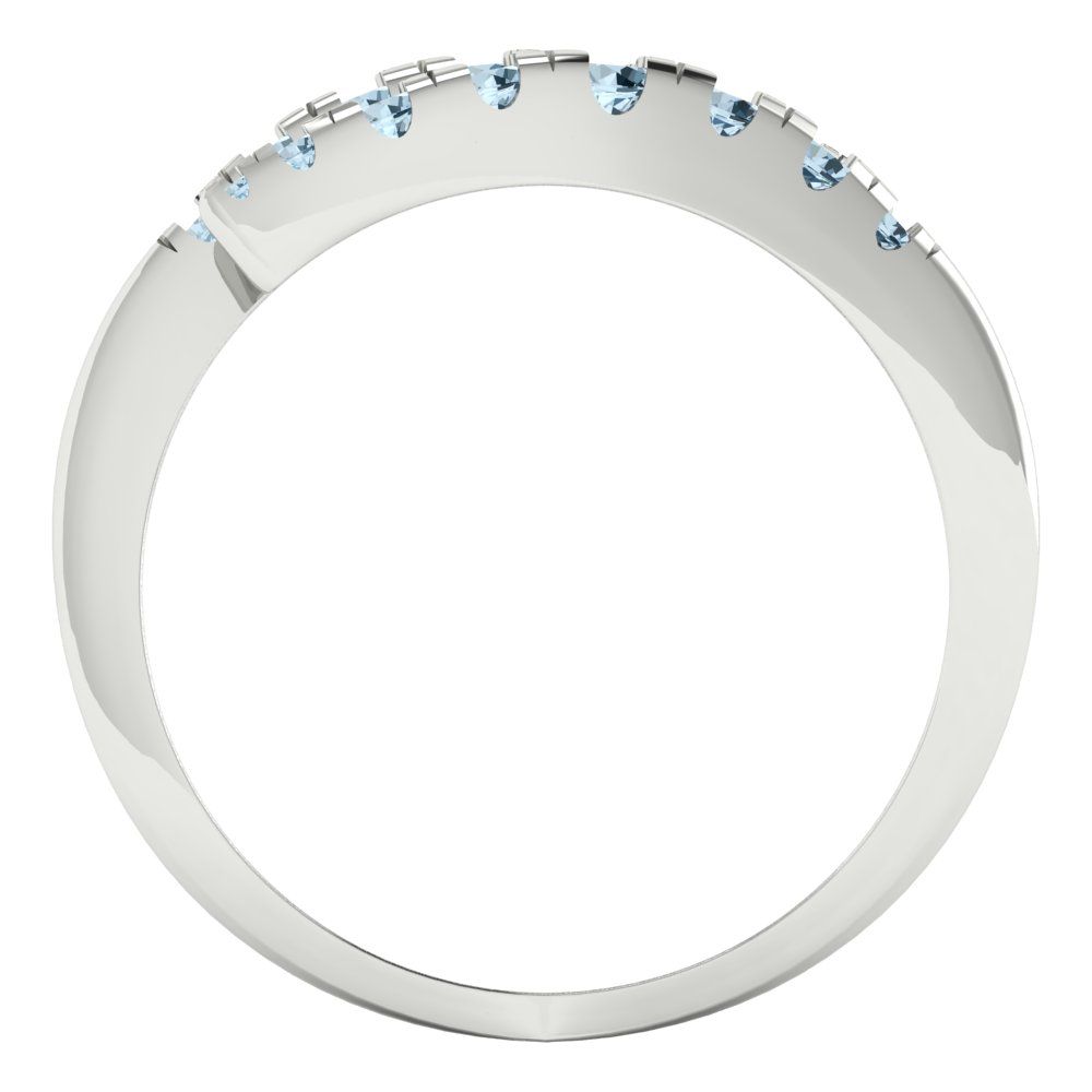 0.235 cttw Natural Swiss Blue Topaz Round Cut White Gold Eternity Wedding Band
