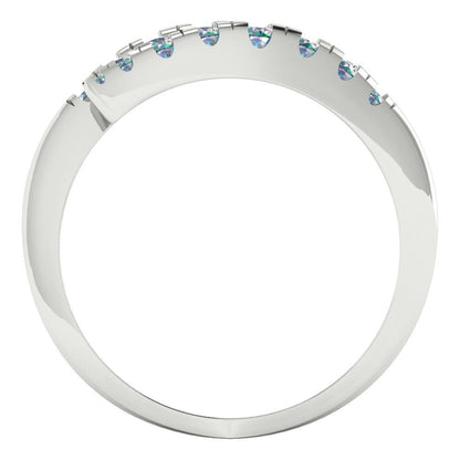 0.235 cttw Blue Moissanite Round Cut White Gold Eternity Wedding Band