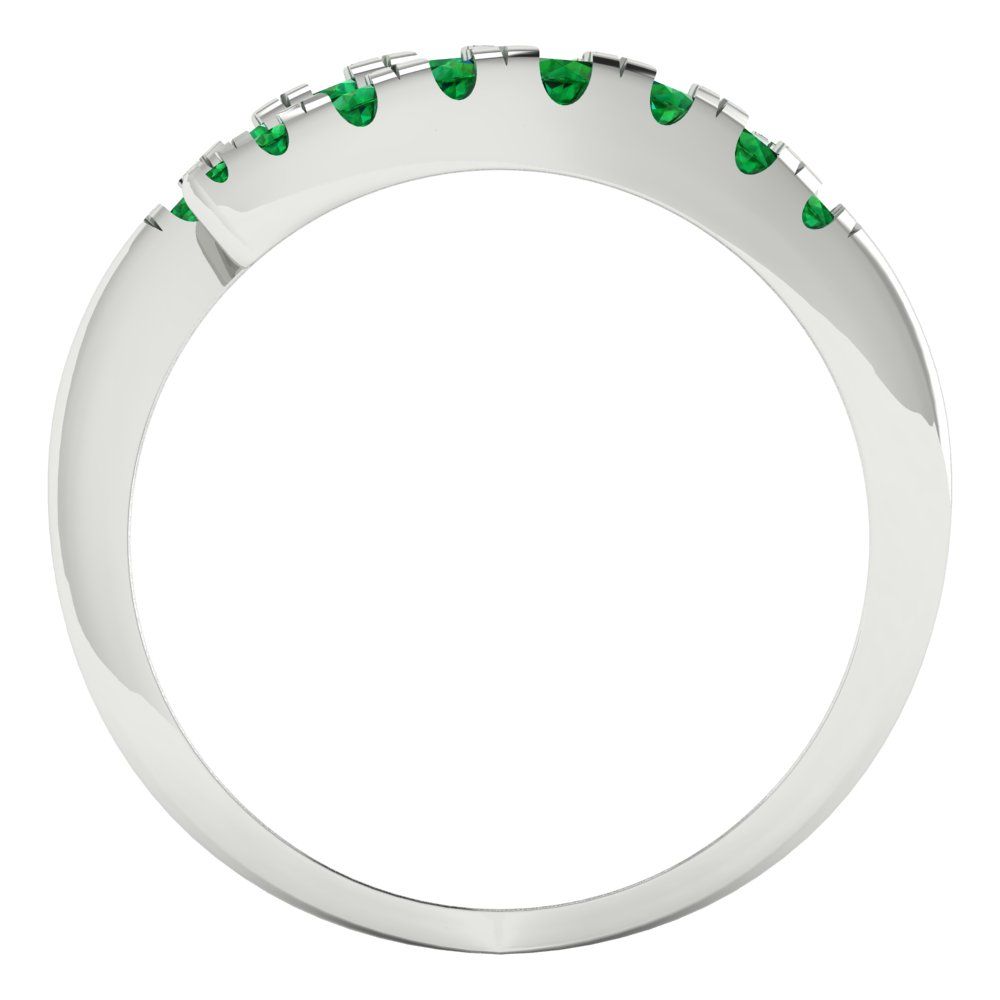 0.235 cttw Simulated Emerald Round Cut White Gold Eternity Wedding Band