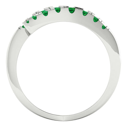 0.235 cttw Simulated Emerald Round Cut White Gold Eternity Wedding Band