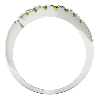 0.235 cttw Natural Peridot Round Cut White Gold Eternity Wedding Band