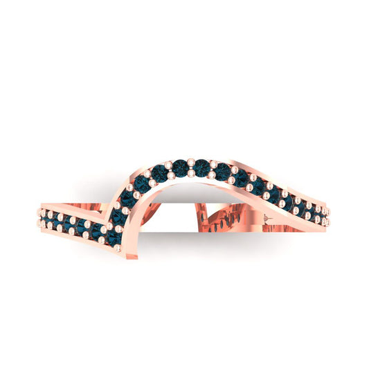 0.165 cttw Natural London Blue Topaz Round Cut Rose Gold Eternity Wedding Band