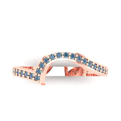 0.165 cttw Blue Moissanite Round Cut Rose Gold Eternity Wedding Band
