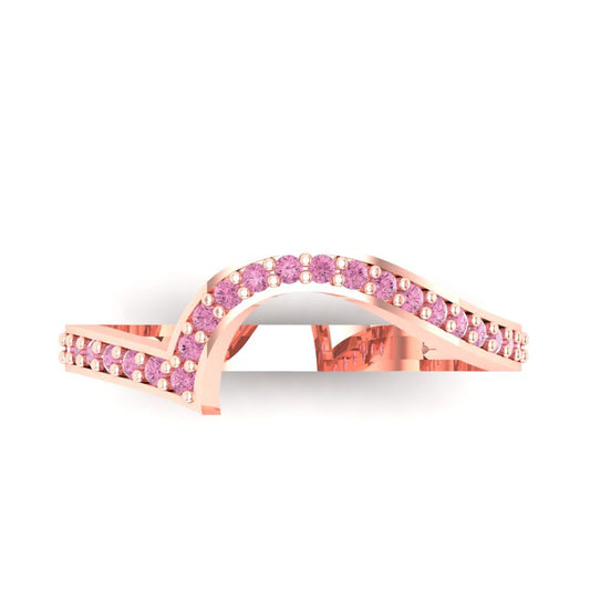 0.165 cttw Simulated Pink Diamond Round Cut Rose Gold Eternity Wedding Band