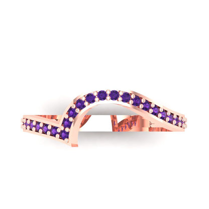 0.165 cttw Natural Amethyst Round Cut Rose Gold Eternity Wedding Band