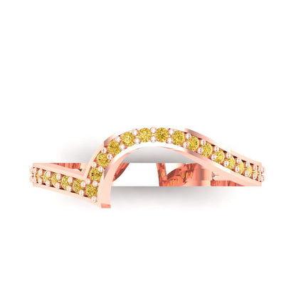 0.165 cttw Simulated Yellow Diamond Round Cut Rose Gold Eternity Wedding Band