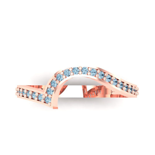 0.165 cttw Natural Swiss Blue Topaz Round Cut Rose Gold Eternity Wedding Band