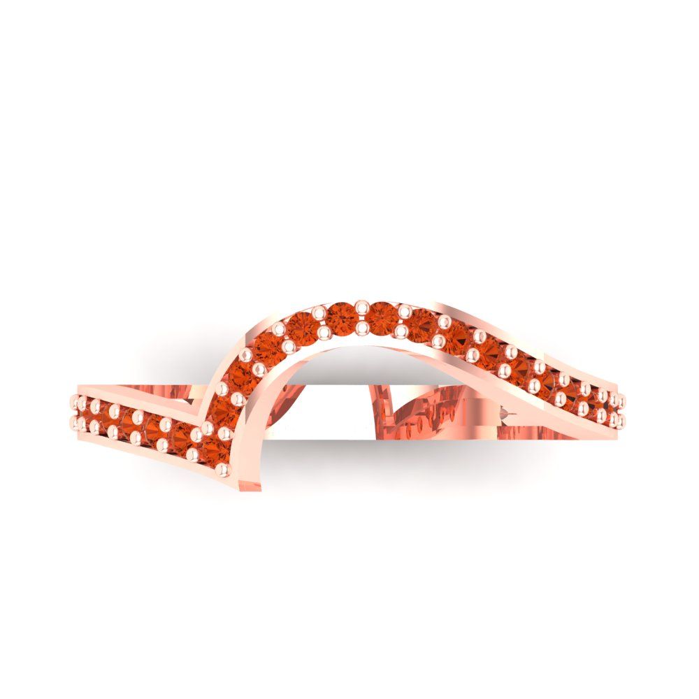 0.165 cttw Simulated Red Diamond Round Cut Rose Gold Eternity Wedding Band