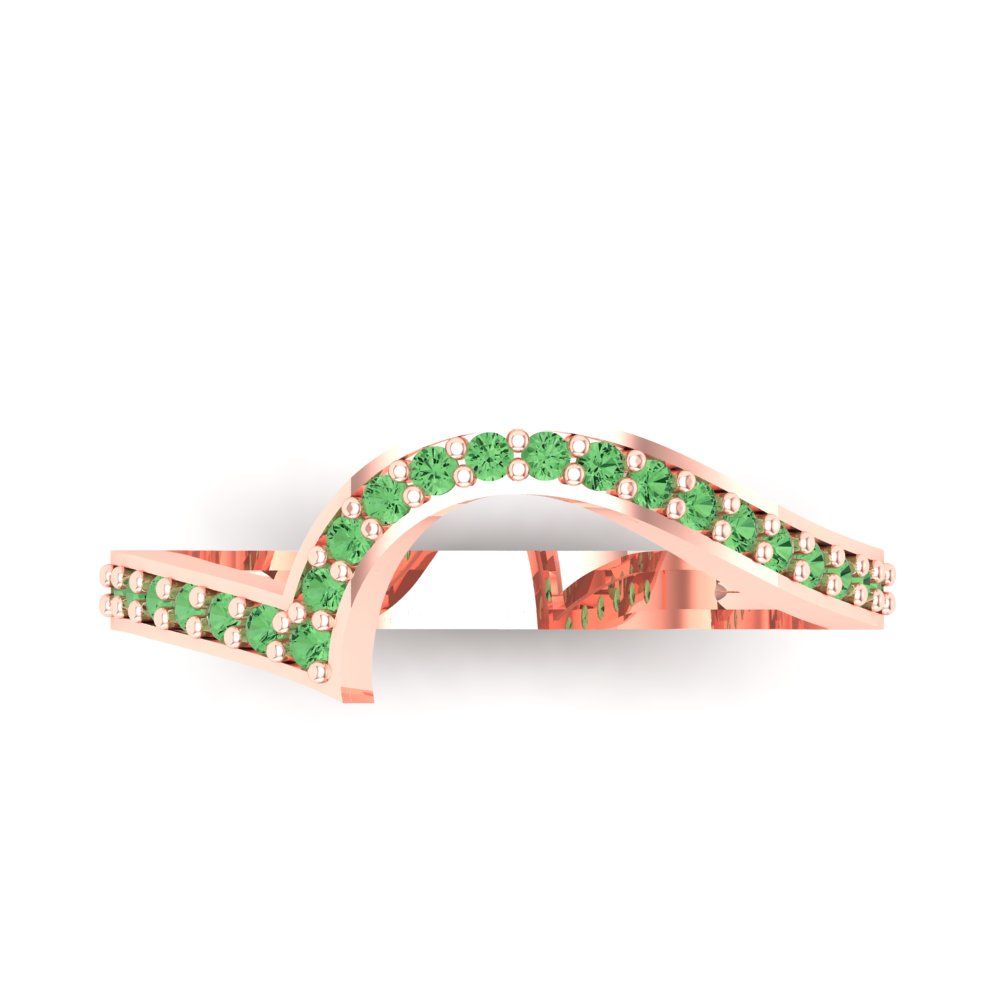 0.165 cttw Simulated Green Diamond Round Cut Rose Gold Eternity Wedding Band