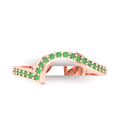 0.165 cttw Simulated Green Diamond Round Cut Rose Gold Eternity Wedding Band