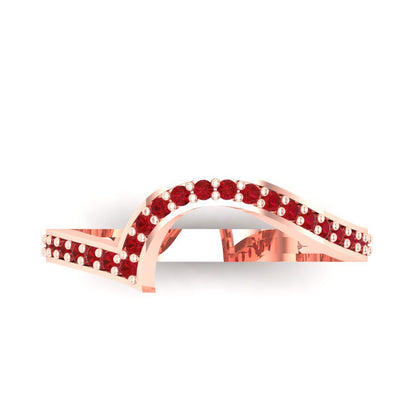 0.165 cttw Simulated Ruby Round Cut Rose Gold Eternity Wedding Band