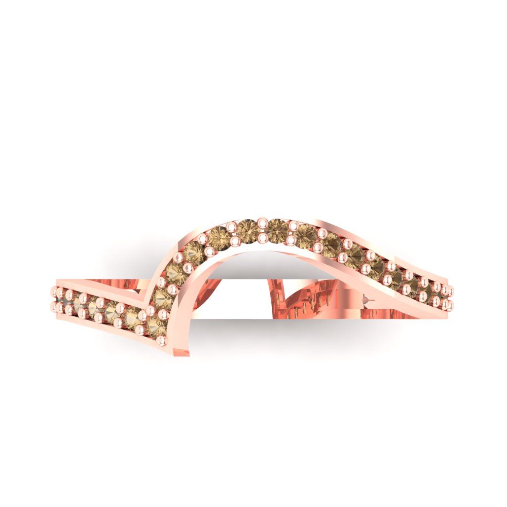 0.165 cttw Simulated Champagne Diamond Round Cut Rose Gold Eternity Wedding Band