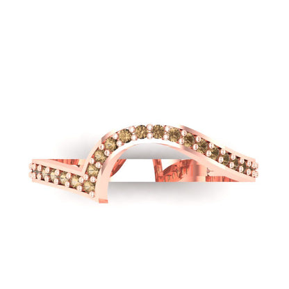 0.165 cttw Simulated Champagne Diamond Round Cut Rose Gold Eternity Wedding Band