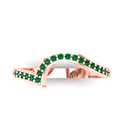 0.165 cttw Simulated Emerald Round Cut Rose Gold Eternity Wedding Band