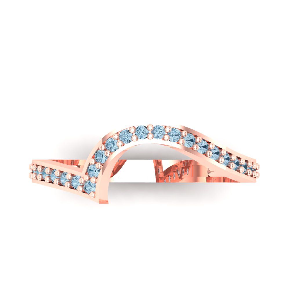 0.165 cttw Natural Aquamarine Round Cut Rose Gold Eternity Wedding Band