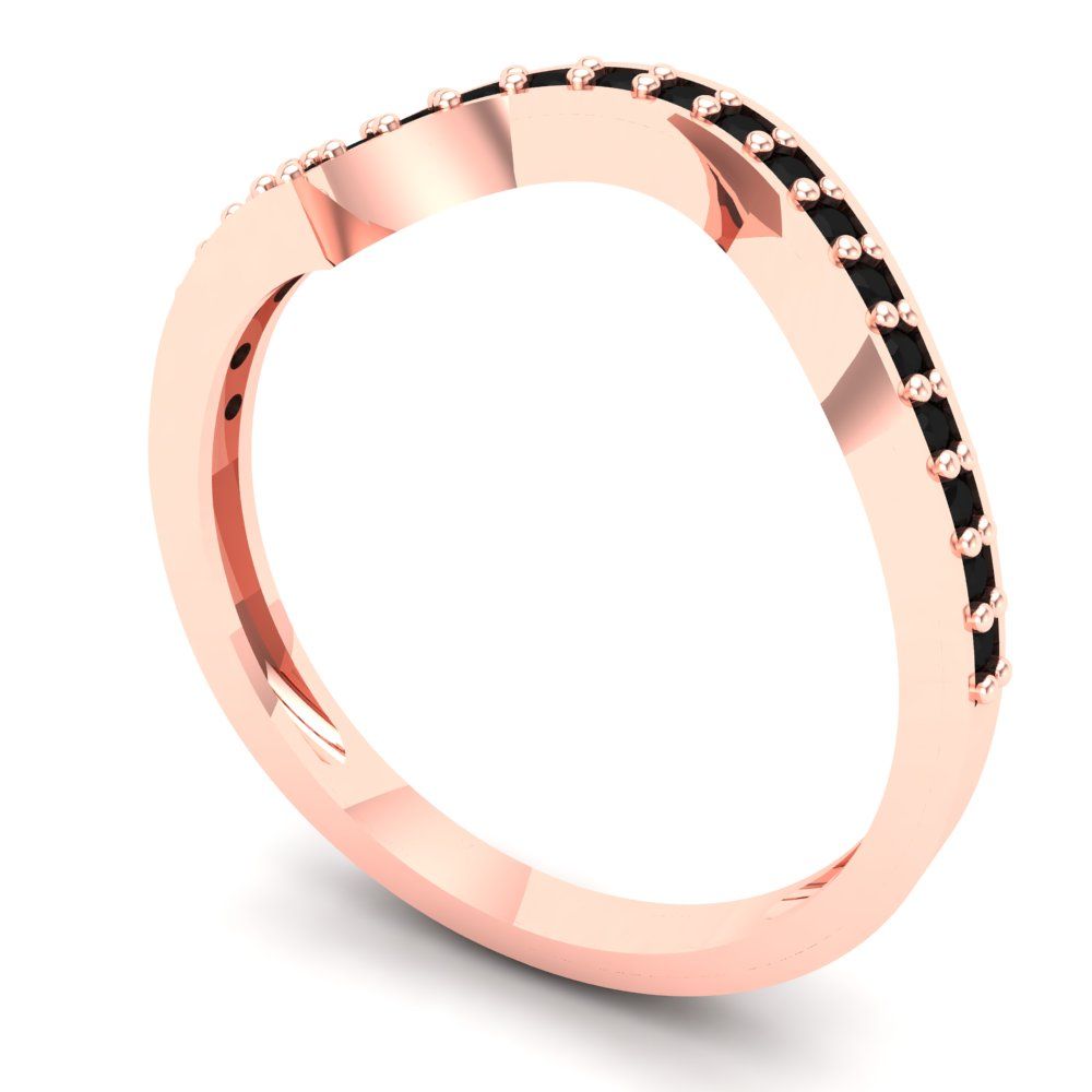 0.165 cttw Natural Onyx Round Cut Rose Gold Eternity Wedding Band