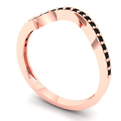 0.165 cttw Natural Onyx Round Cut Rose Gold Eternity Wedding Band