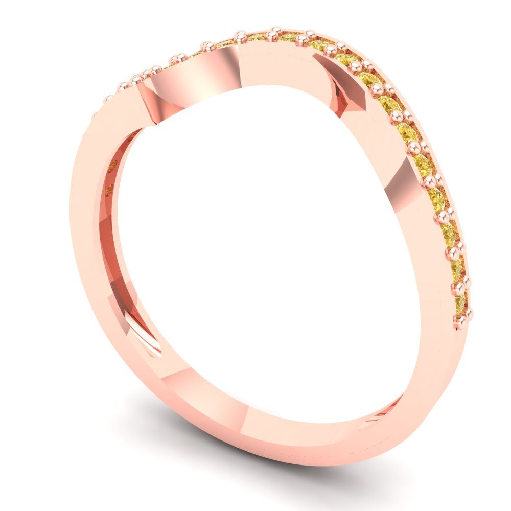 0.165 cttw Natural Citrine Round Cut Rose Gold Eternity Wedding Band