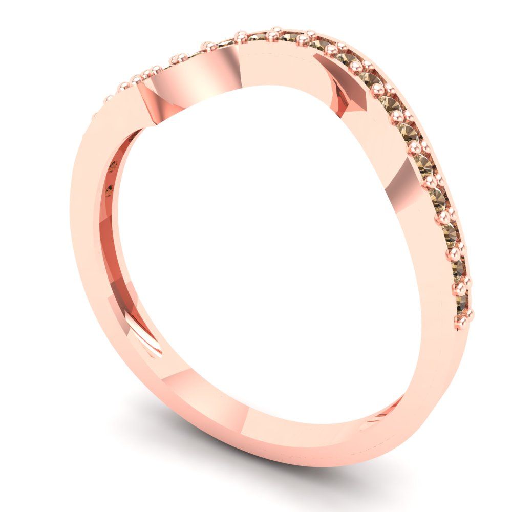 0.165 cttw Simulated Champagne Diamond Round Cut Rose Gold Eternity Wedding Band