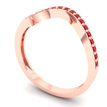 0.165 cttw Simulated Ruby Round Cut Rose Gold Eternity Wedding Band