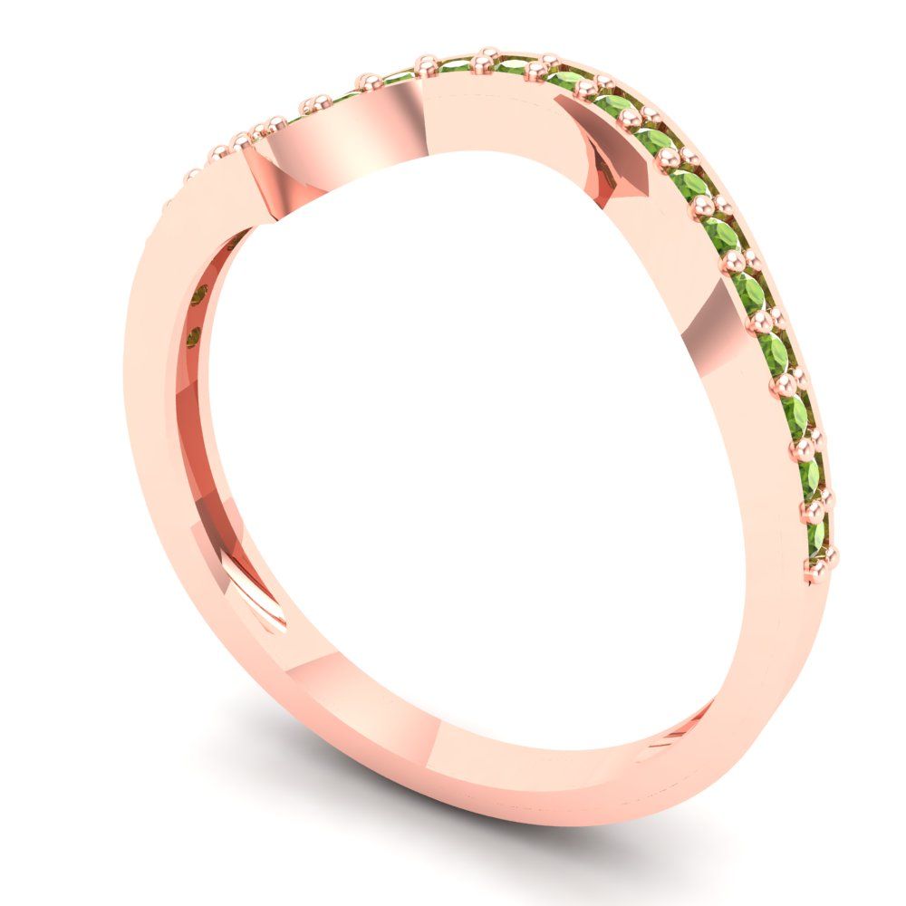 0.165 cttw Natural Peridot Round Cut Rose Gold Eternity Wedding Band