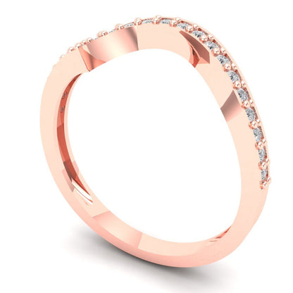 0.165 cttw White Sapphire Round Cut Rose Gold Eternity Wedding Band