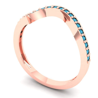 0.165 cttw Simulated Turquoise Round Cut Rose Gold Eternity Wedding Band