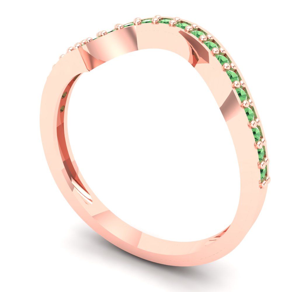 0.165 cttw Simulated Green Diamond Round Cut Rose Gold Eternity Wedding Band