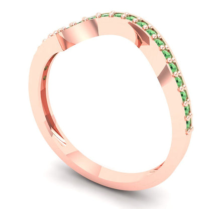 0.165 cttw Simulated Green Diamond Round Cut Rose Gold Eternity Wedding Band
