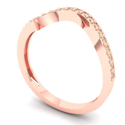 0.165 cttw Natural Morganite Round Cut Rose Gold Eternity Wedding Band