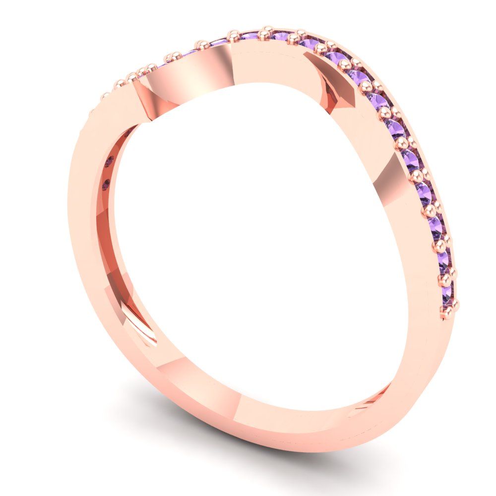 0.165 cttw Simulated Alexandrite Round Cut Rose Gold Eternity Wedding Band