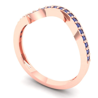 0.165 cttw Simulated Tanzanite Round Cut Rose Gold Eternity Wedding Band