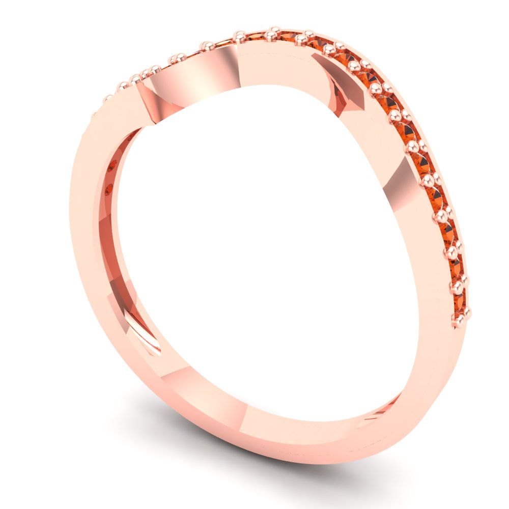 0.165 cttw Simulated Red Diamond Round Cut Rose Gold Eternity Wedding Band