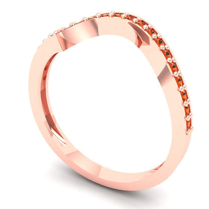 0.165 cttw Simulated Red Diamond Round Cut Rose Gold Eternity Wedding Band