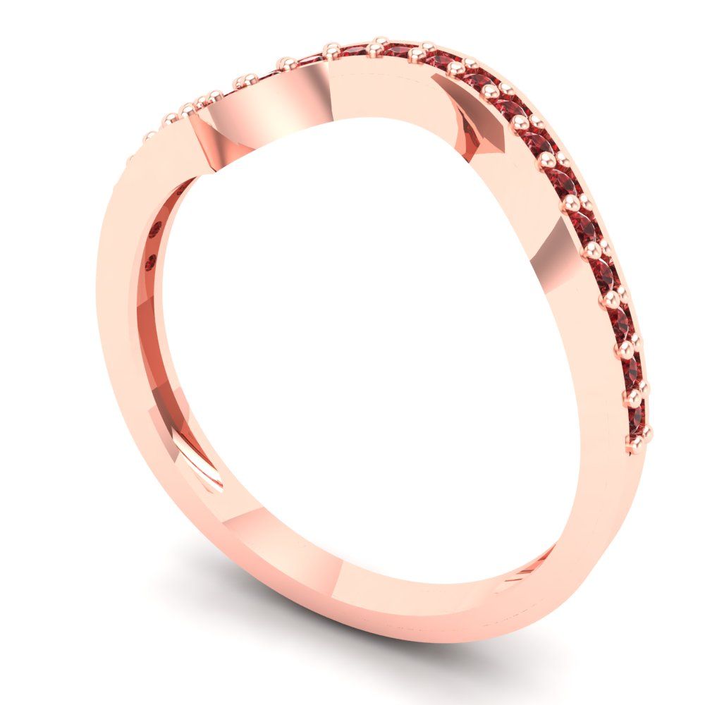 0.165 cttw Natural Garnet Round Cut Rose Gold Eternity Wedding Band